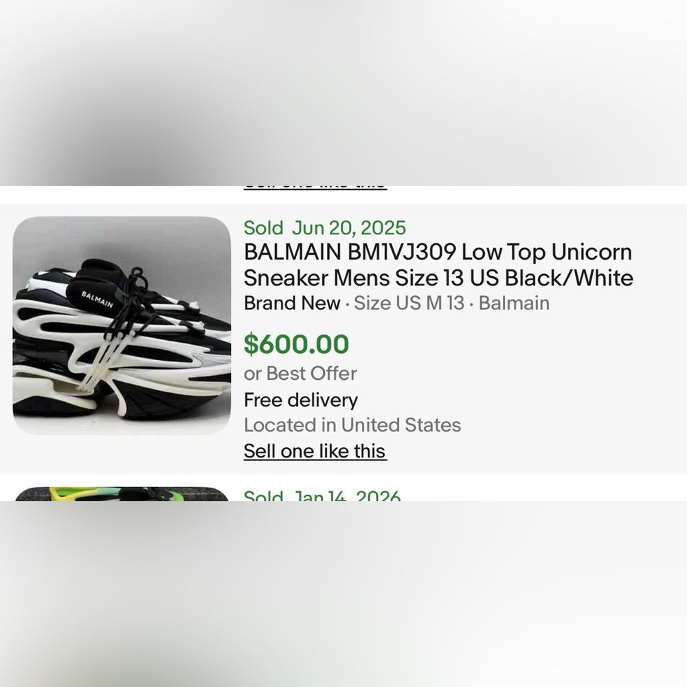 NEW! $1,195 Balmain Paris Unicorn Sneakers Black White 13 / 14 - Picture 15 of 15